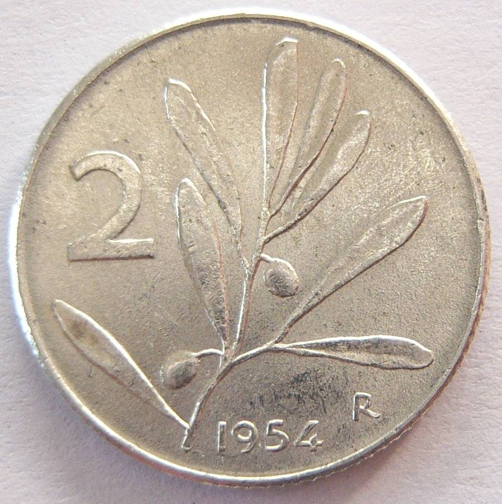  Italien 2 Lire 1954 Alu   