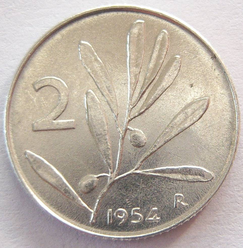  Italien 2 Lire 1954 Alu   