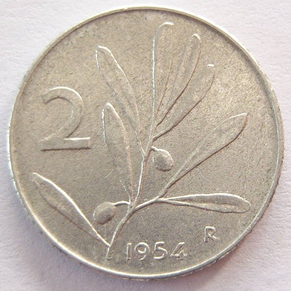  Italien 2 Lire 1954 Alu   