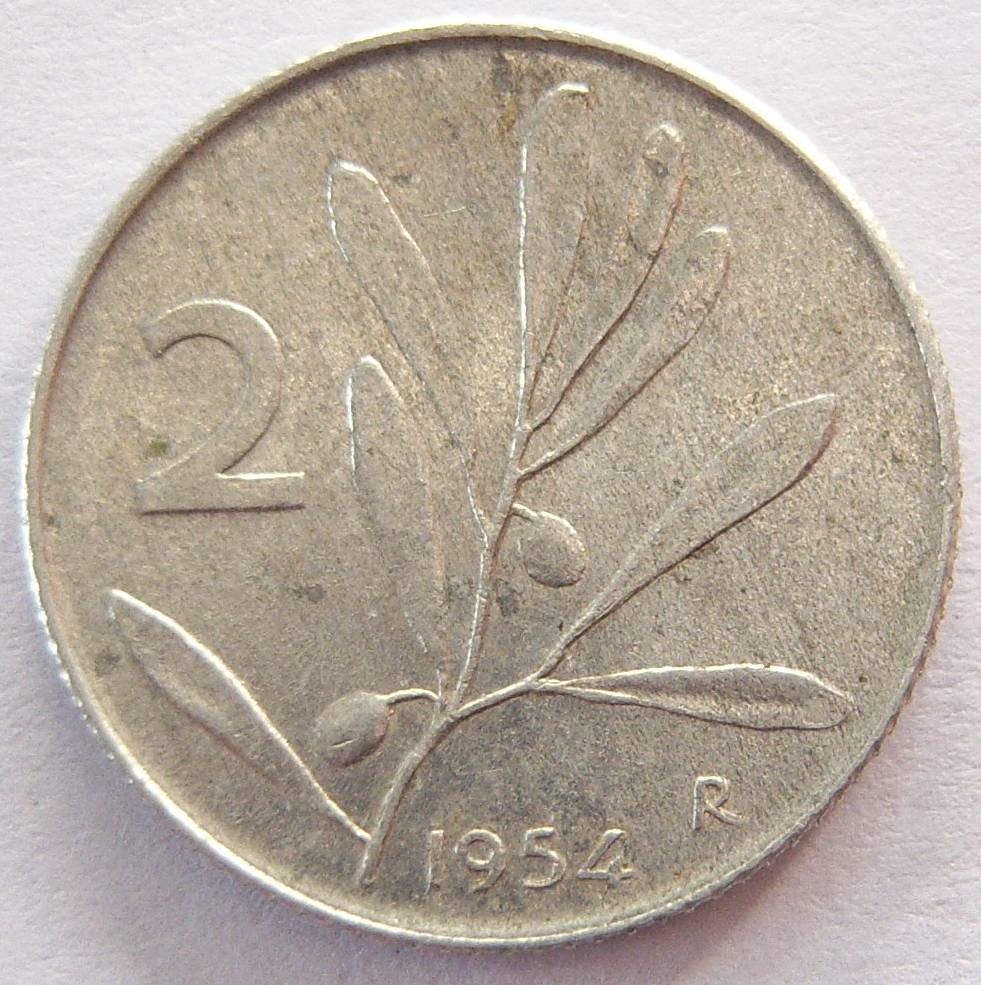  Italien 2 Lire 1954 Alu   