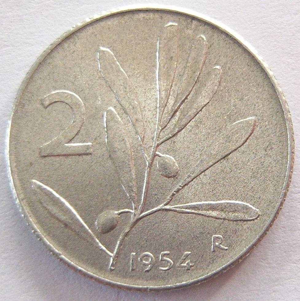  Italien 2 Lire 1954 Alu   