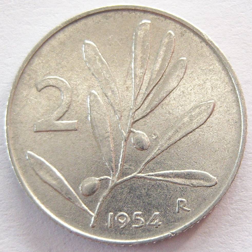  Italien 2 Lire 1954 Alu   