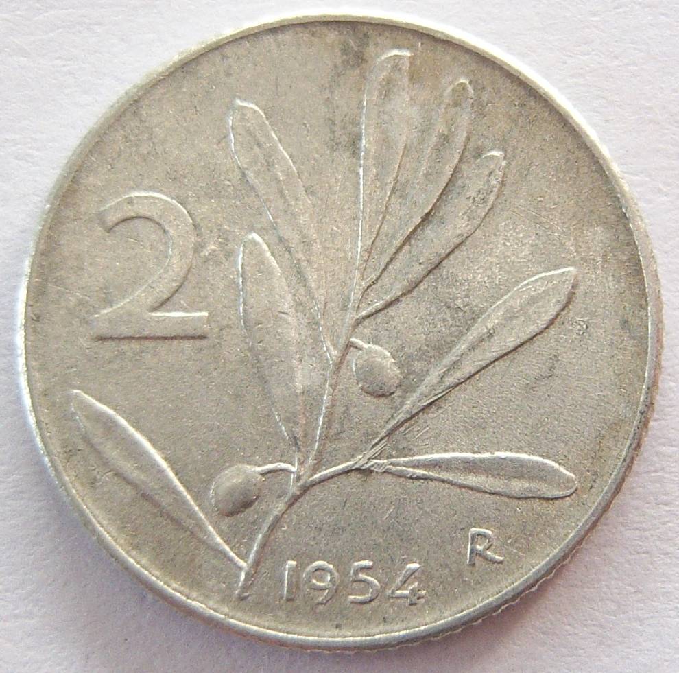  Italien 2 Lire 1954 Alu   