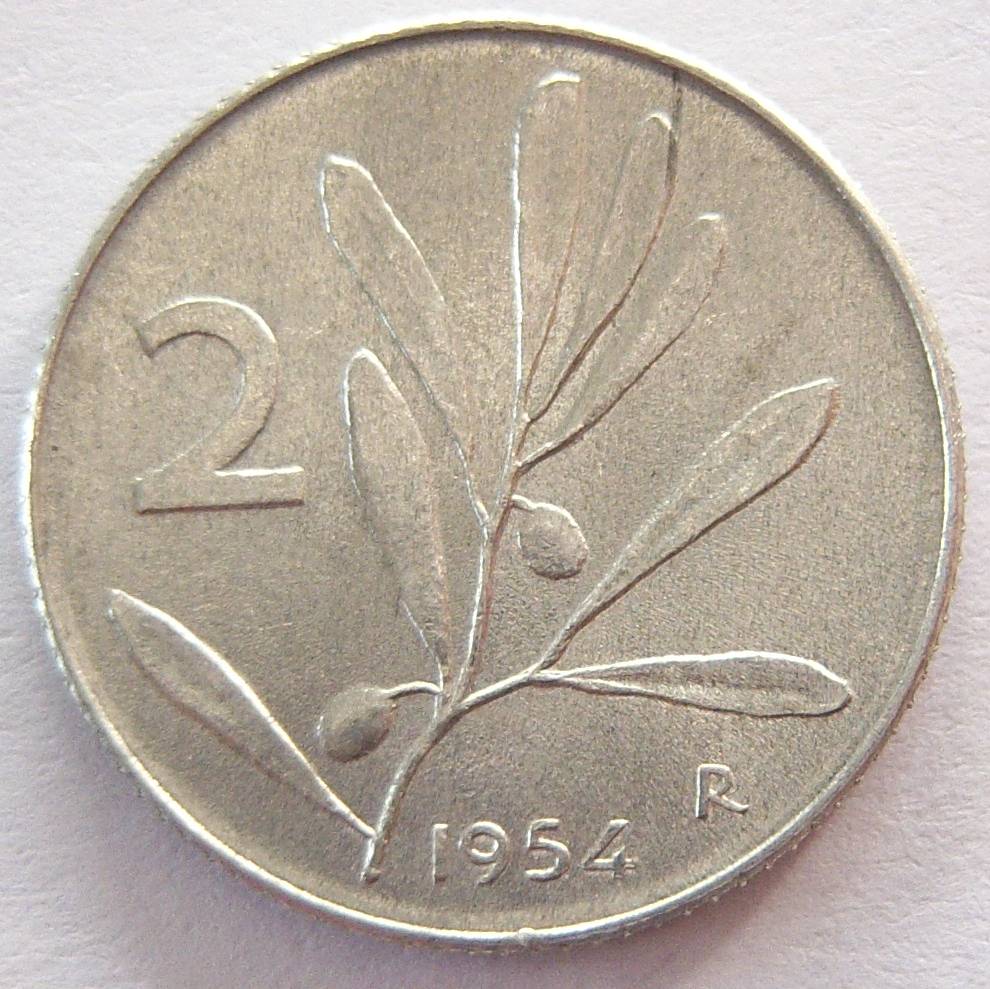  Italien 2 Lire 1954 Alu   