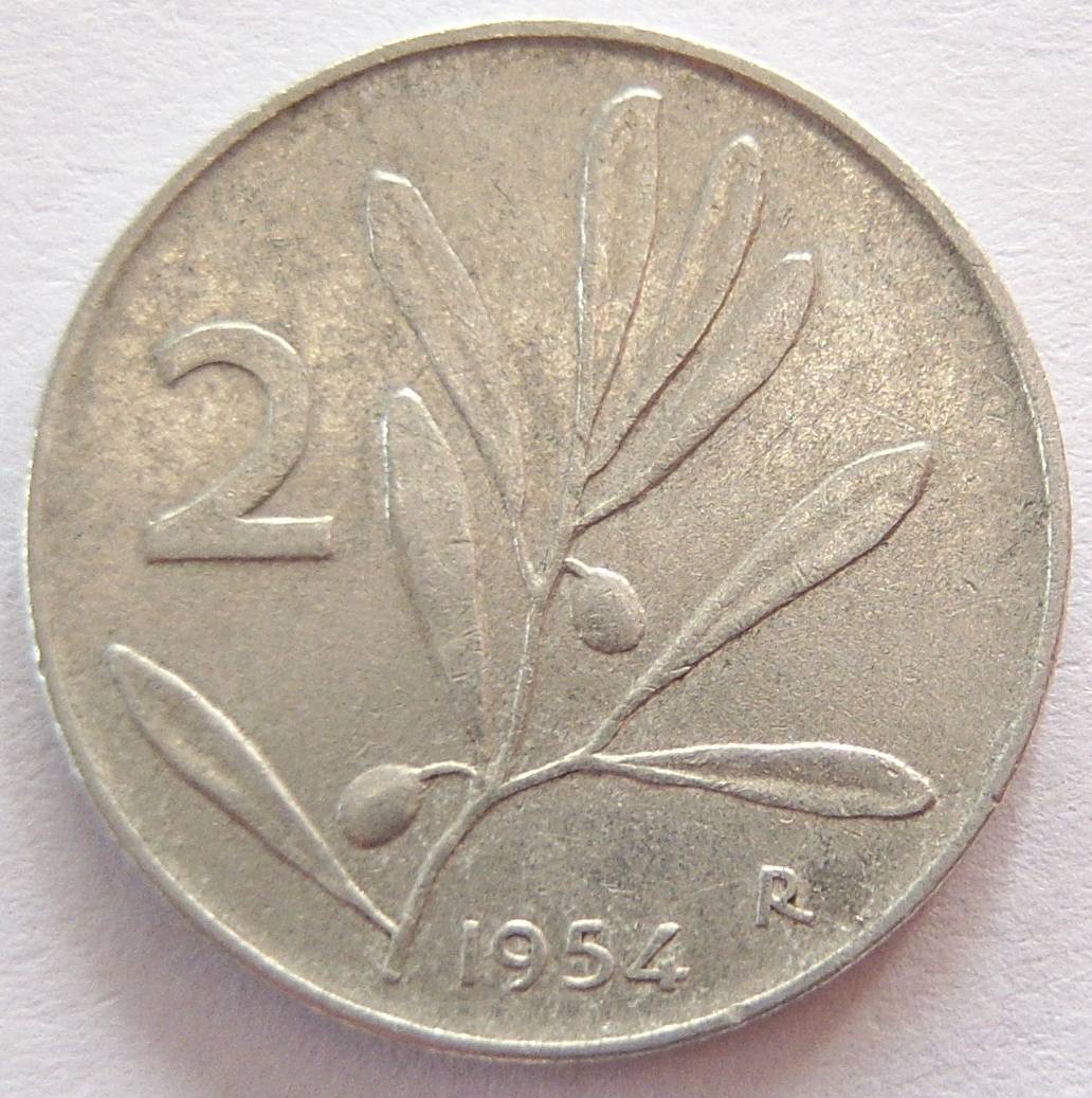  Italien 2 Lire 1954 Alu   