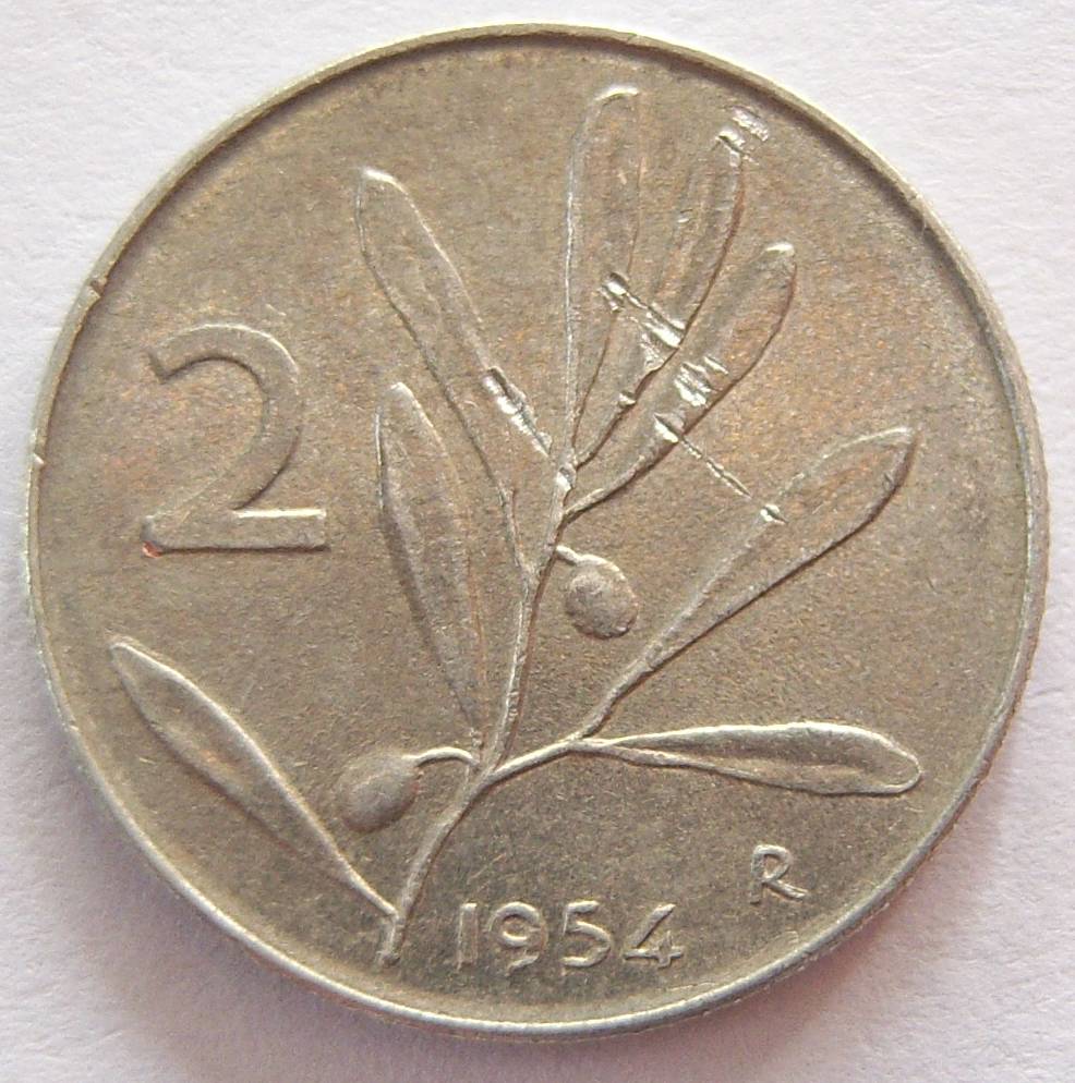  Italien 2 Lire 1954 Alu   