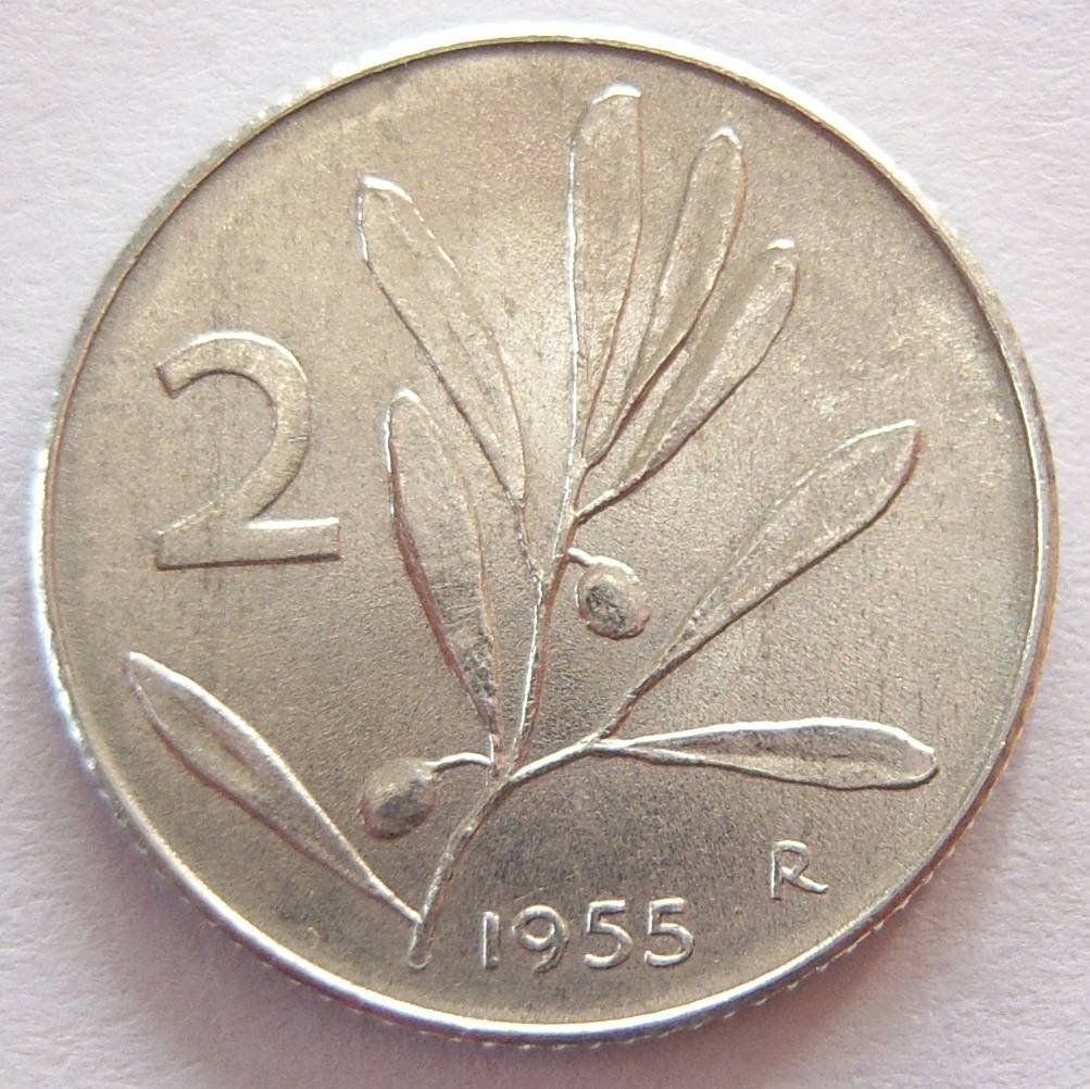  Italien 2 Lire 1955 Alu   