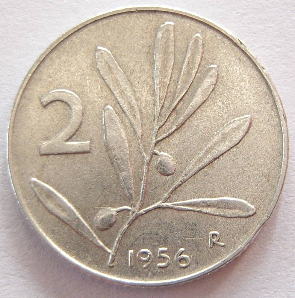  Italien 2 Lire 1956 Alu   