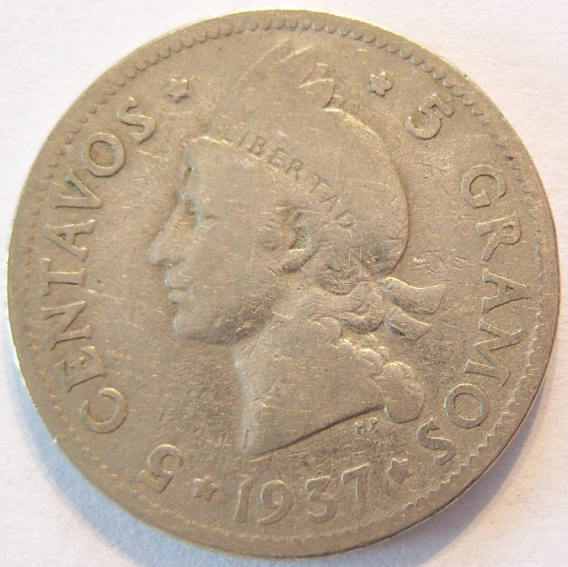  Dominikanische Republik 5 Centavos 1937   