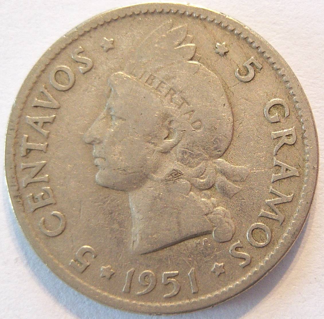  Dominikanische Republik 5 Centavos 1951   