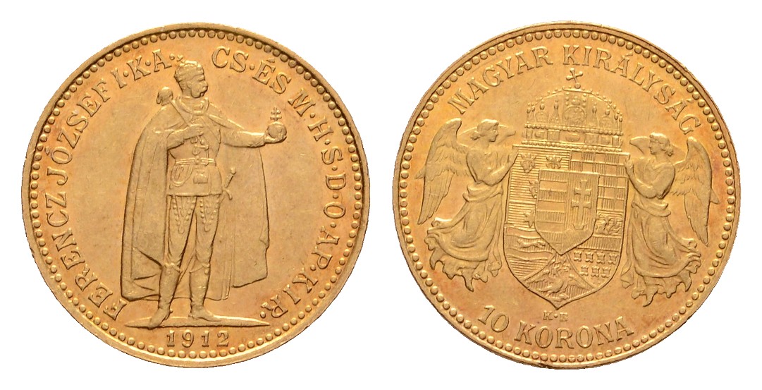  Linnartz Österreich/Ungarn, Franz Josef I. 10 Corona 1912, KB, 3,39g/900er, vz-stgl   