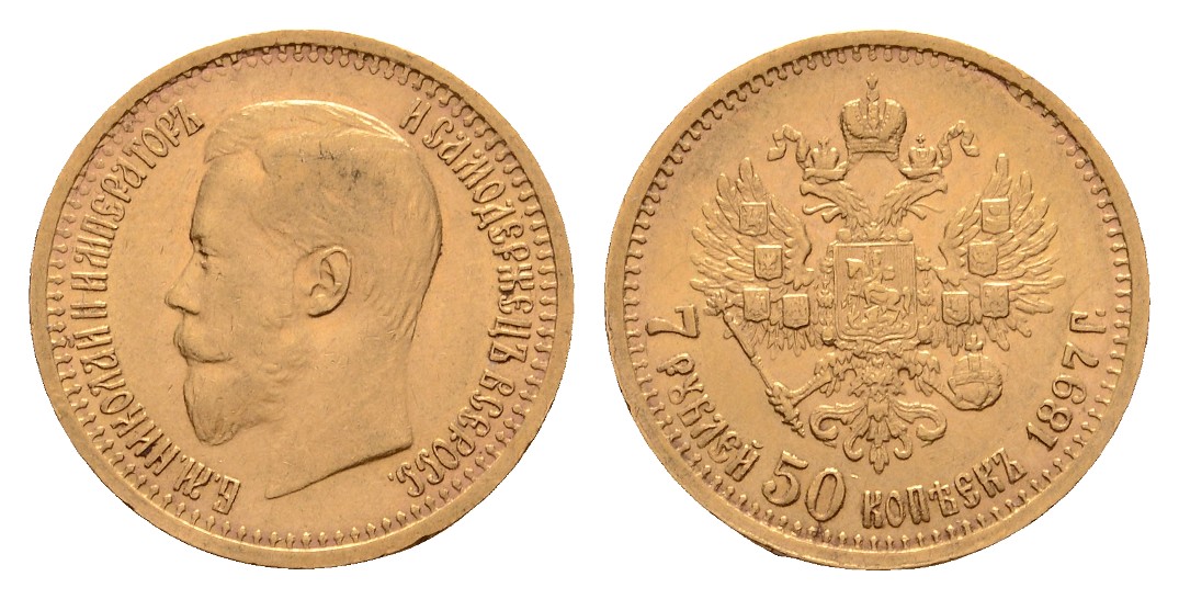  Linnartz Russland, Nikolaus, 1894-1917, 7,5 Rubel 1897, Fb. 178, Bit. 17, ss-vz   