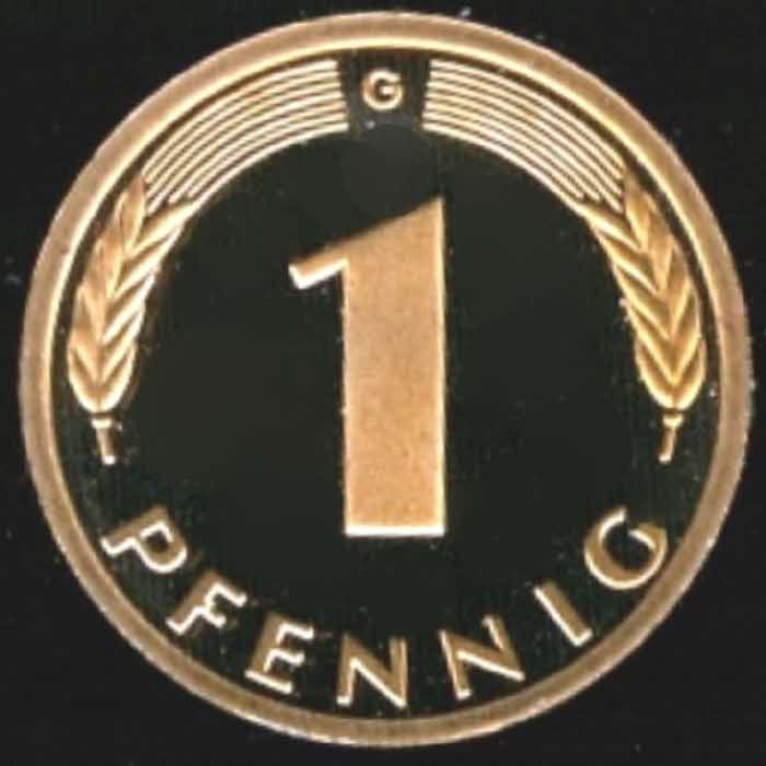  1991 F * 1 Pfennig Polierte Platte PP, proof, top   