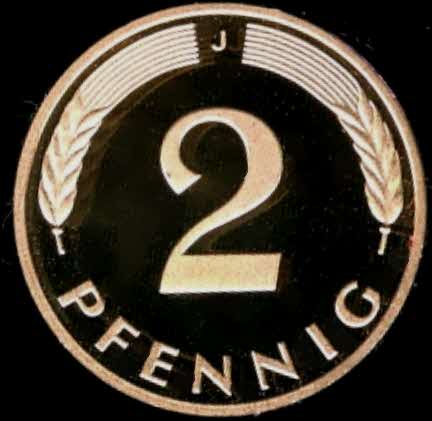 1993 J * 2 Pfennig Polierte Platte PP, proof, top   