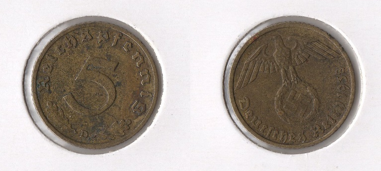  Drittes Reich 5 Reichspfennig 1938 -D- **sehr schön** Jaeger 363.   