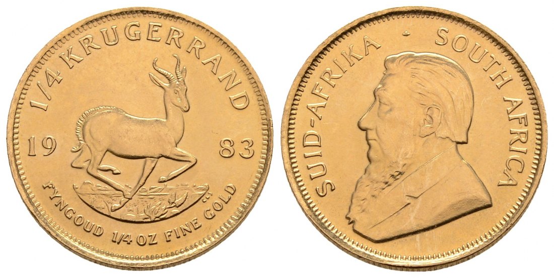 PEUS 3323 Süd-Afrika 7,78 g Feingold 1/4 Krügerrand GOLD 1/4 Unze 1983 Kl. Kratzer, Vorzüglich +