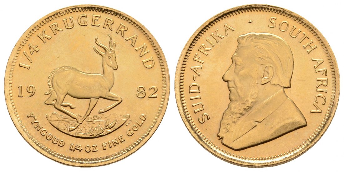 PEUS 3324 Süd-Afrika 7,78 g Feingold 1/4 Krügerrand GOLD 1/4 Unze 1982 Fast Stempelglanz