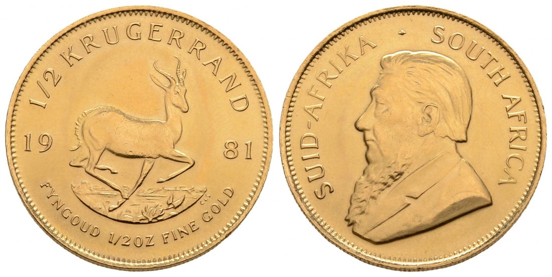 PEUS 3325 Süd-Afrika 15,55 g Feingold 1/2 Krügerrand GOLD 1/2 Unze 1981 Kl. Kratzer, Vorzüglich +
