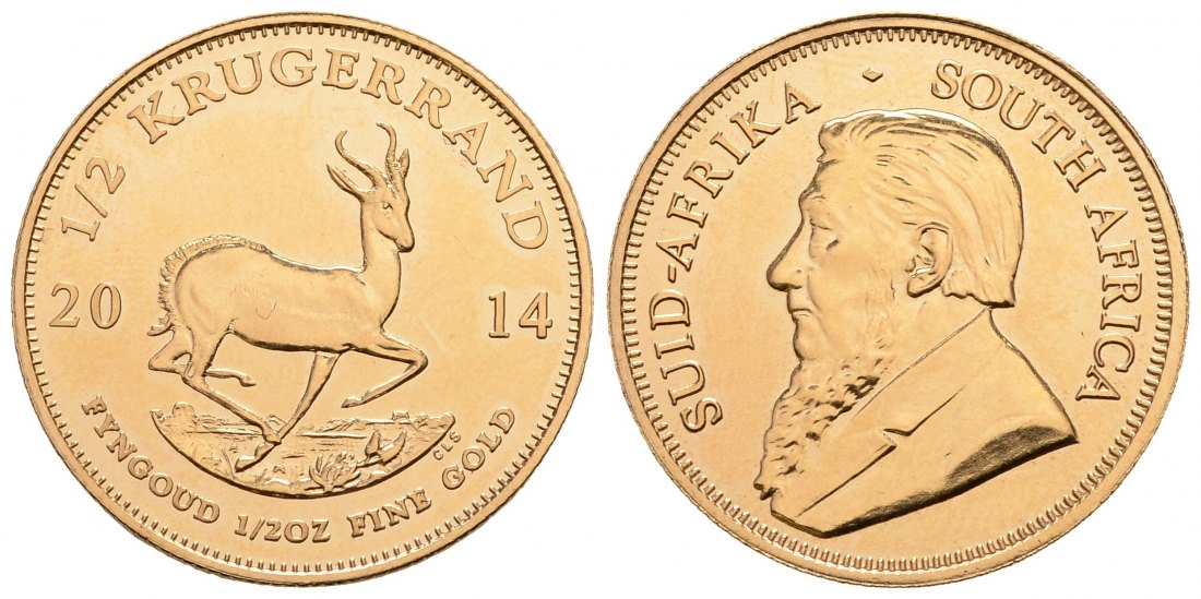 PEUS 3326 Süd-Afrika 15,55 g Feingold 1/2 Krügerrand GOLD 1/2 Unze 2014 Fast Uncirculated