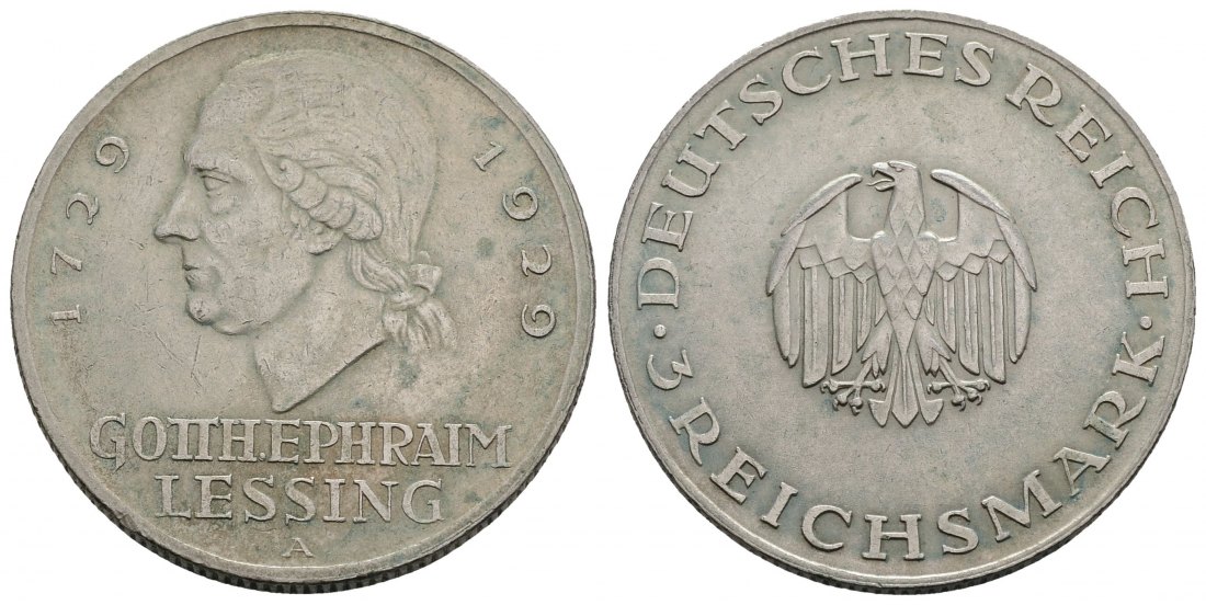 PEUS 3335 Weimarer Republik 200. Geburtstag von G.E. Lessing 3 Reichsmark 1929 A Sehr schön