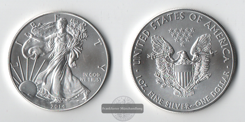  USA  1 Dollar  2014  American Silver Eagle   FM-Frankfurt     Feinsilber: 31,11g   