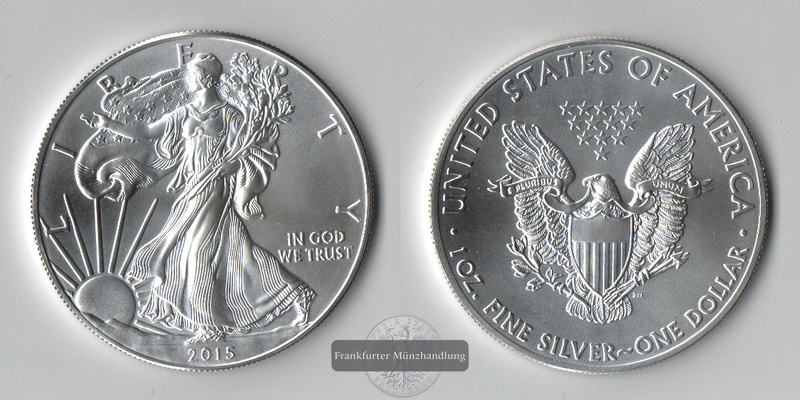  USA  1 Dollar  2015  American Silver Eagle   FM-Frankfurt     Feinsilber: 31,11g   