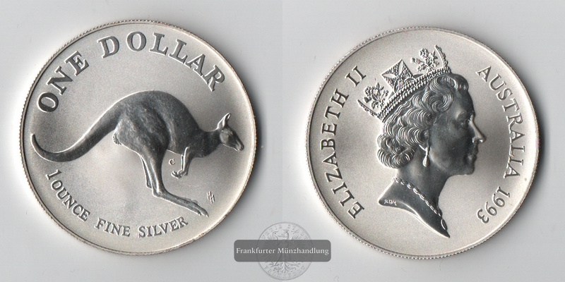  Australien  1 Dollar  1993  Känguru    FM-Frankfurt   Feinsilber: 31,5g   