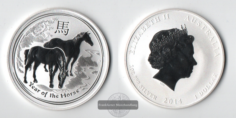  Australien  1 Dollar  2014 Year of the Horse  FM-Frankfurt  Feinsilber: 31,1g   
