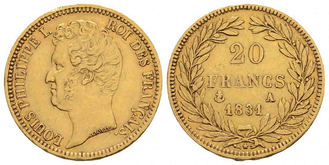 PEUS 3341 Frankreich 5,81 g Feingold. Louis Philippe I. (1830 - 1848) 20 Francs GOLD 1831 A Sehr schön
