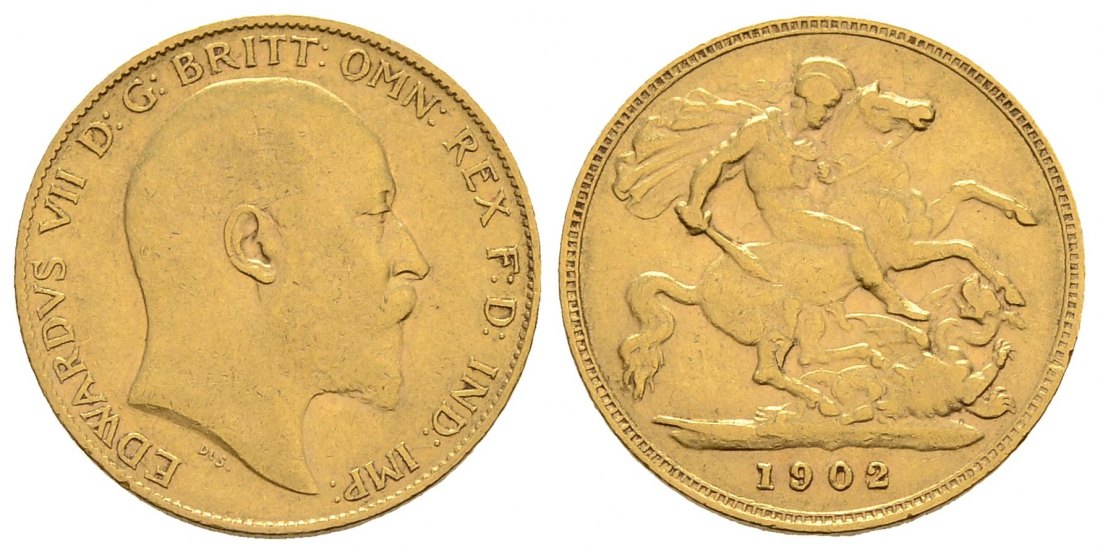 PEUS 3350 Großbritannien 3,66 g Feingold. Eduard (1901 - 1910) 1/2 Sovereign GOLD 1902 Sehr schön