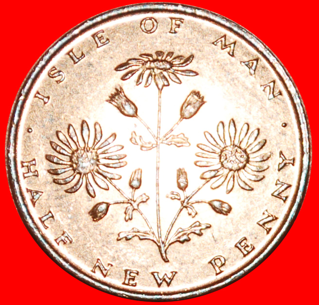  · FLOWER: ISLE OF MAN ★ 1/2 NEW PENNY 1971 MINT LUSTER! LOW START ★ NO RESERVE!   