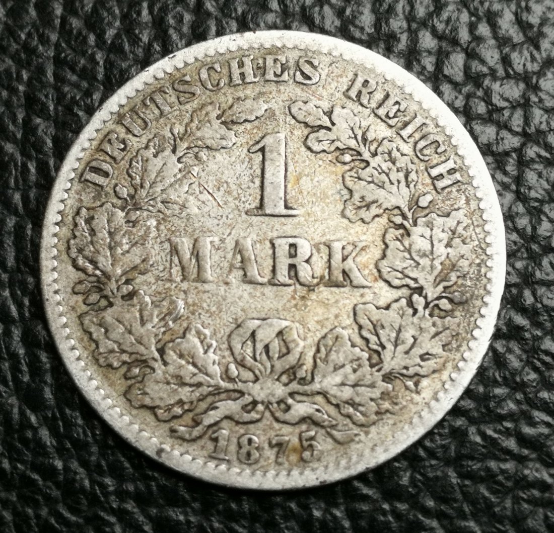  1 Mark 1875 G kleiner Adler Jaeger 9 XXL Bild kleinere Prägezahl   