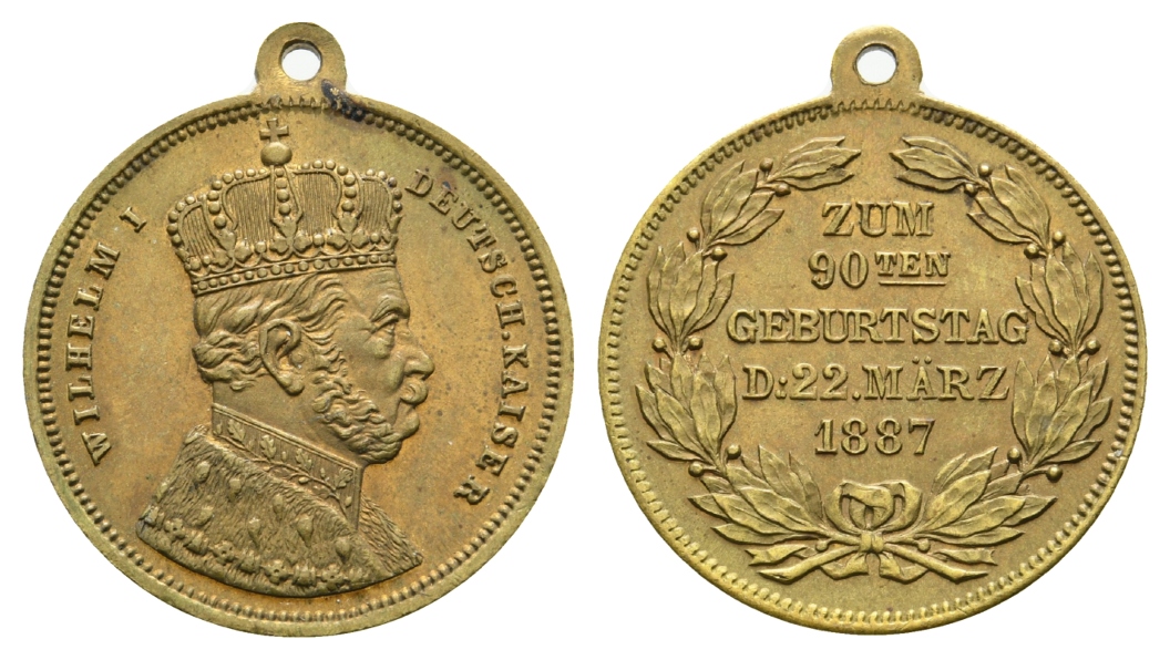  Preussen, Medaille 1887; Bronze, tragbar; 6,25 g, Ø 27 mm   