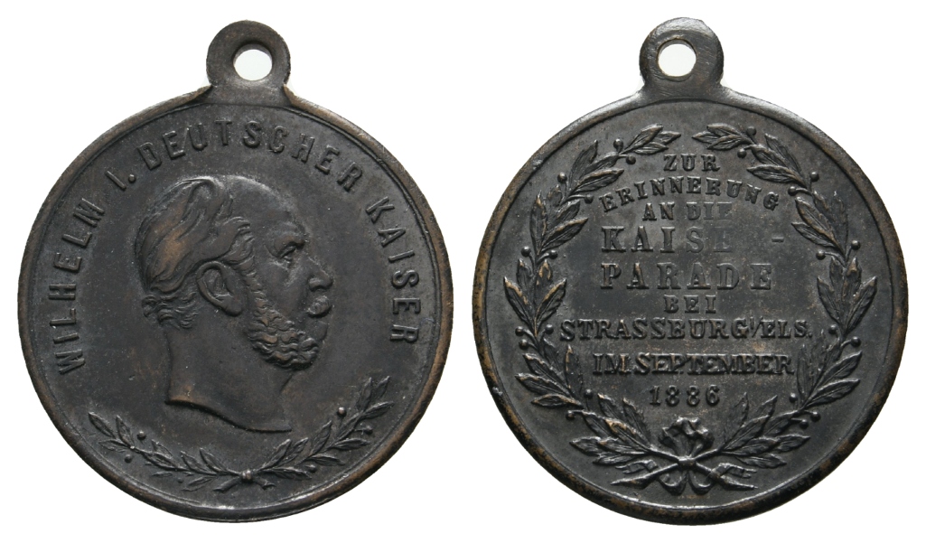  Preussen, Strassburg; Medaille 1886; Bronze tragbar; 8,40 g, Ø 28 mm   