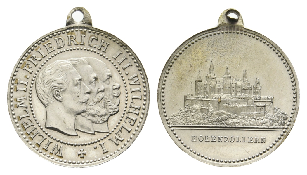  Preussen, Hohenzollern; tragbare Medaille o.J.; versilberte Bronze; 4,92 g, Ø 23 mm   