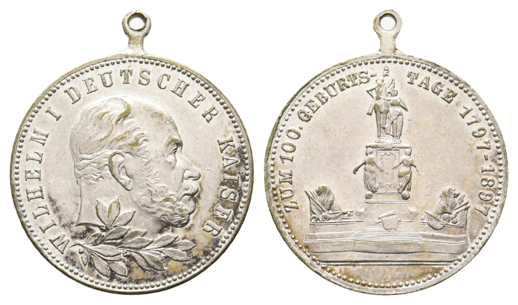  Preussen, Medaille 1897; Bronze versilbert, tragbar; 7,99 g, Ø 29 mm   