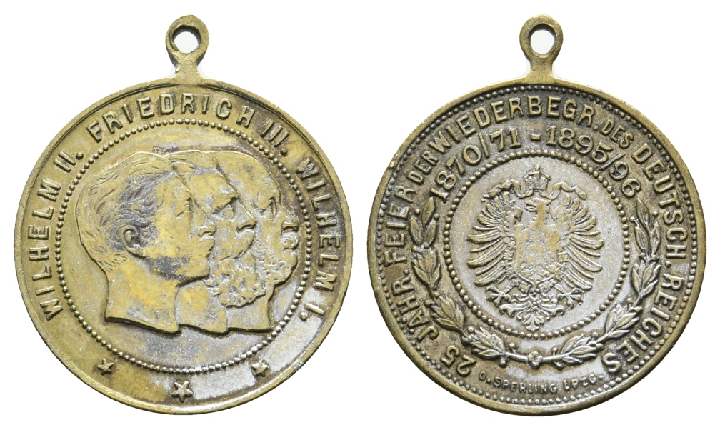  Preussen, Medaille 1896; Bronze,Restversilberung, tragbar; 7,93 g, Ø 28 mm   