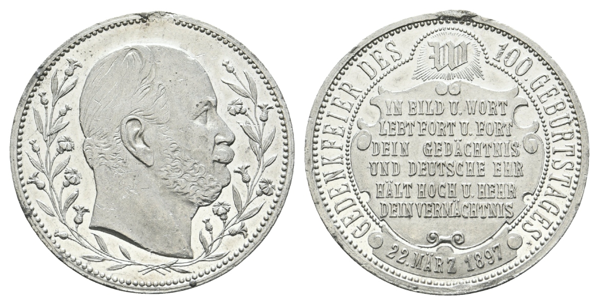  Preussen, Medaille 1897; Zinn, entfernte Öse; 12,85 g, Ø 33 mm   