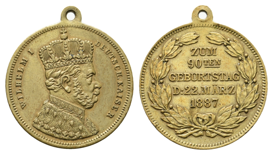  Preussen, Medaille 1887; Bronze, tragbar; 6,20 g, Ø 27 mm   