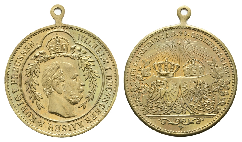  Preussen, Medaille 1887; Bronze, tragbar; 8,22 g, Ø 28 mm   