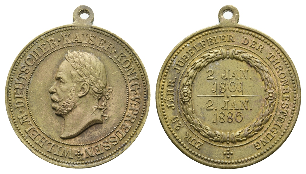  Preussen, Medaille 1886; Bronze, tragbar; 17,71 g, Ø 33 mm   