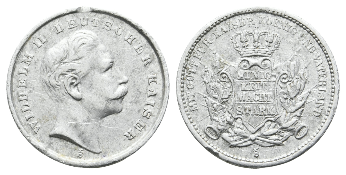  Preussen, Medaille o.J.; Aluminium, entfernte Öse; 2,50 g, Ø 28 mm   