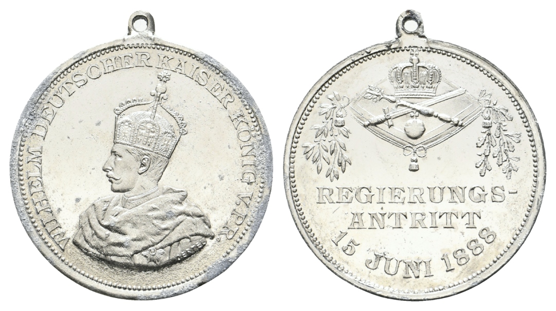  Preussen, tragbare Medaille 1888; Zink; 8,17 g, Ø 30 mm   