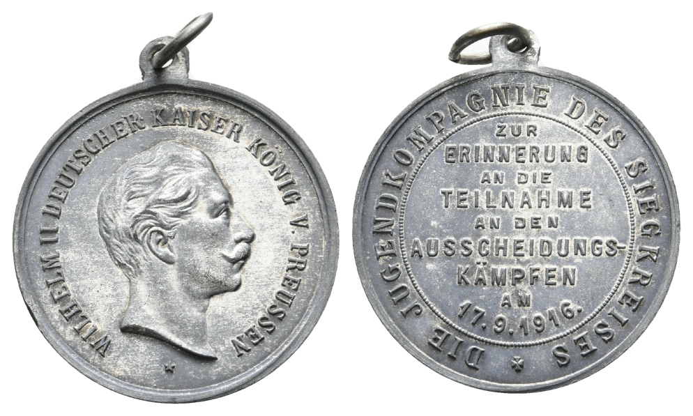  Preussen, Medaille 1916; Zink, tragbar; 8,31 g, Ø 29 mm   