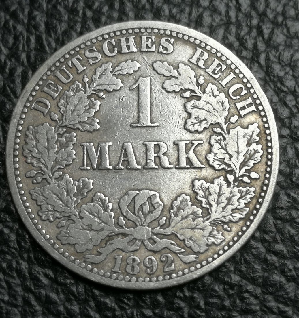  1 Mark 1892 A Silber 0,900 5 Gramm fein Jaeger 17 überdurchschnittlich   