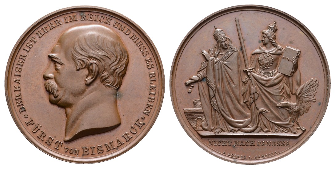  Linnartz Bismarck, Bronzemed. 1872 (v. Lorenz), Reichstagsrede, Ben. 18, 42,5 mm, 29,5 Gr., vz-st   