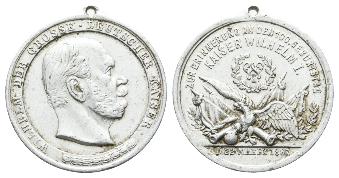  Preußen, Medaille 1897; Aluminium tragbar; 5,04 g, Ø 35,0 mm   