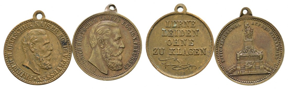  Preußen, 2 Medaillen o.J.; Bronze, tragbar; 4,17 g/3,84 g; Ø 22,0 / 22,6 mm   