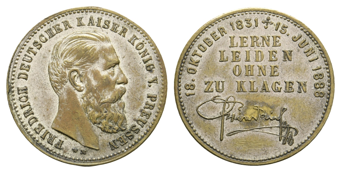  Preussen, Medaille 1888; Bronze, versilbert; 7,68 g, Ø 28,4 mm   
