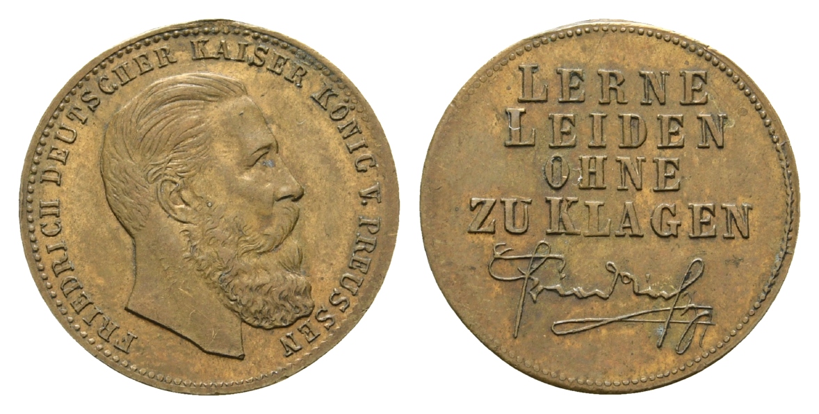  Preußen, Bronzemedaille o.J.; Henkelspur; 2,99 g, Ø 22,5 mm   